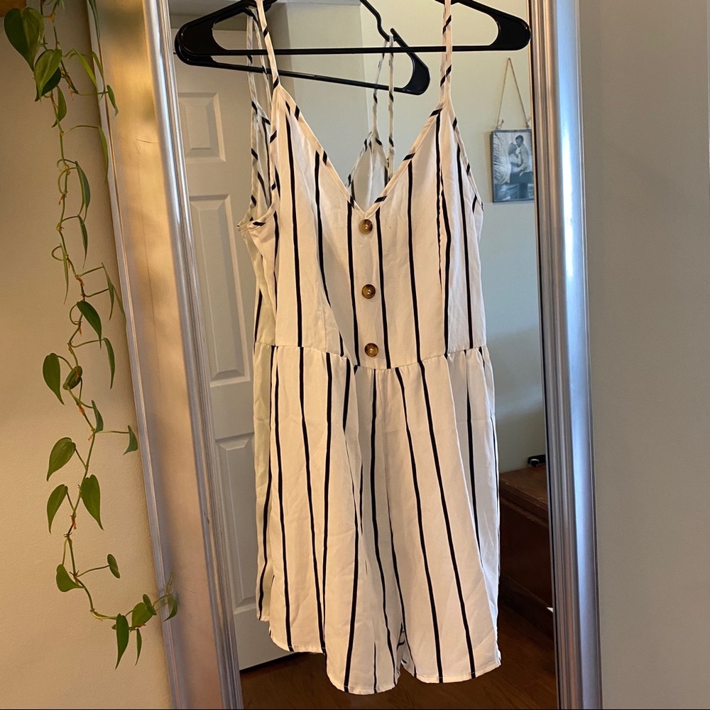 Black and White Striped Romper